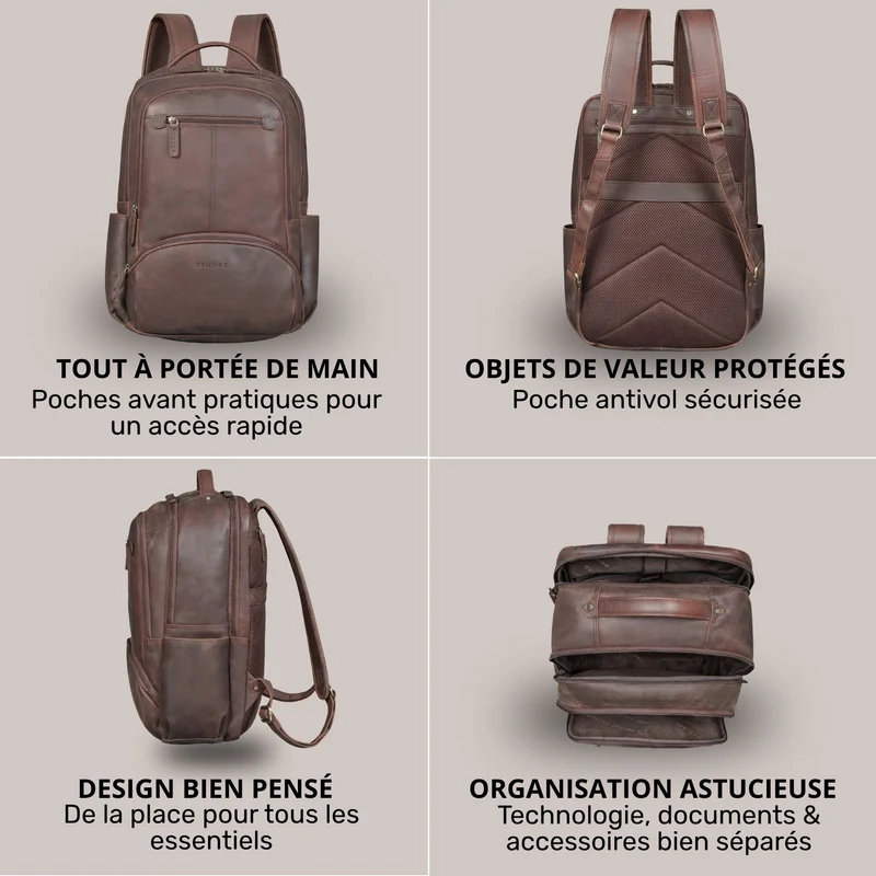 "Aljoscha" Leder Rucksack Herren Groß 15,6 - 17,3 Zoll mit Tabletfach