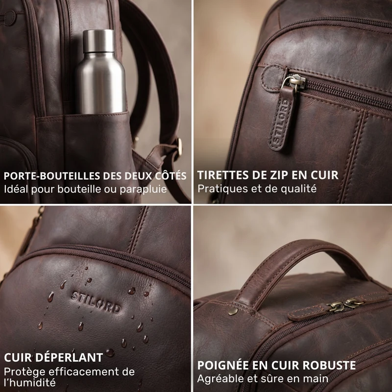 "Aljoscha" Leder Rucksack Herren Groß 15,6 - 17,3 Zoll mit Tabletfach