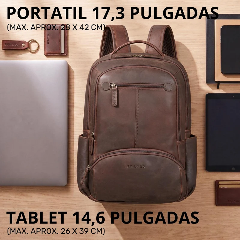 "Aljoscha" Leder Rucksack Herren Groß 15,6 - 17,3 Zoll mit Tabletfach