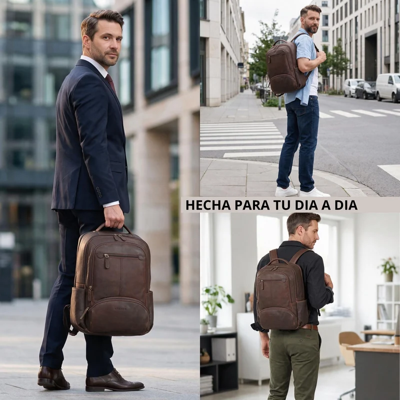 "Aljoscha" Leder Rucksack Herren Groß 15,6 - 17,3 Zoll mit Tabletfach