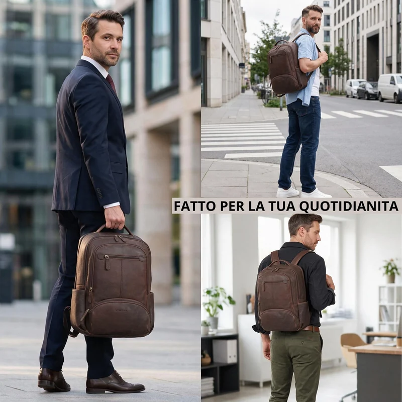 "Aljoscha" Leder Rucksack Herren Groß 15,6 - 17,3 Zoll mit Tabletfach