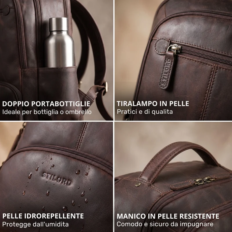 "Aljoscha" Leder Rucksack Herren Groß 15,6 - 17,3 Zoll mit Tabletfach