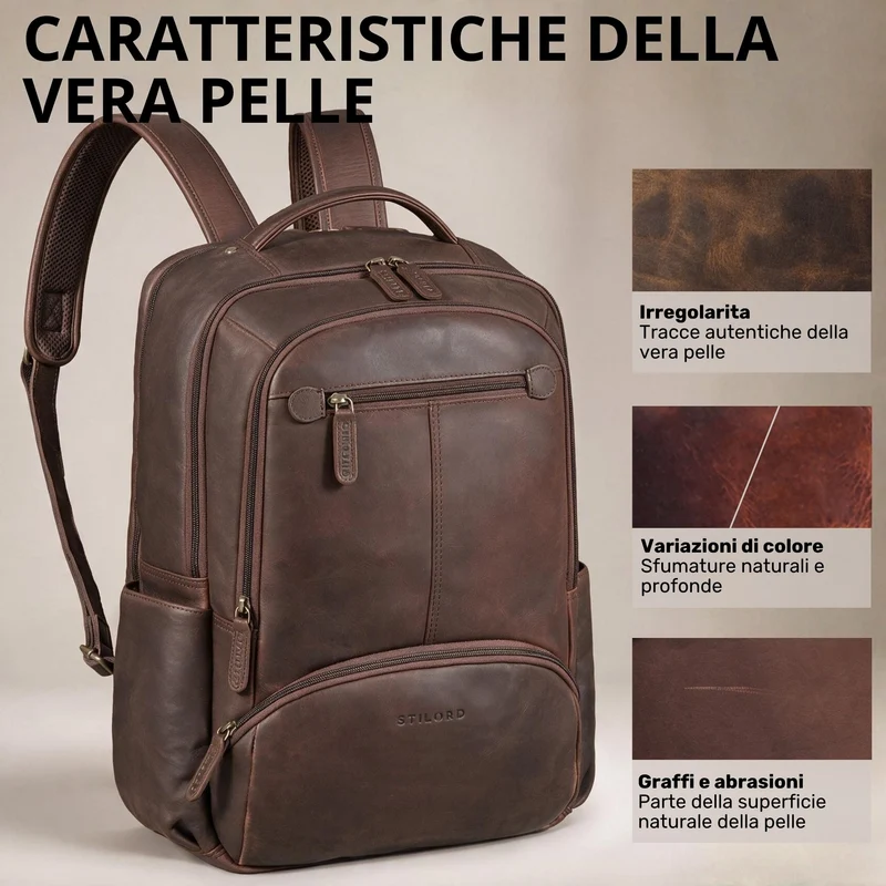 "Aljoscha" Leder Rucksack Herren Groß 15,6 - 17,3 Zoll mit Tabletfach