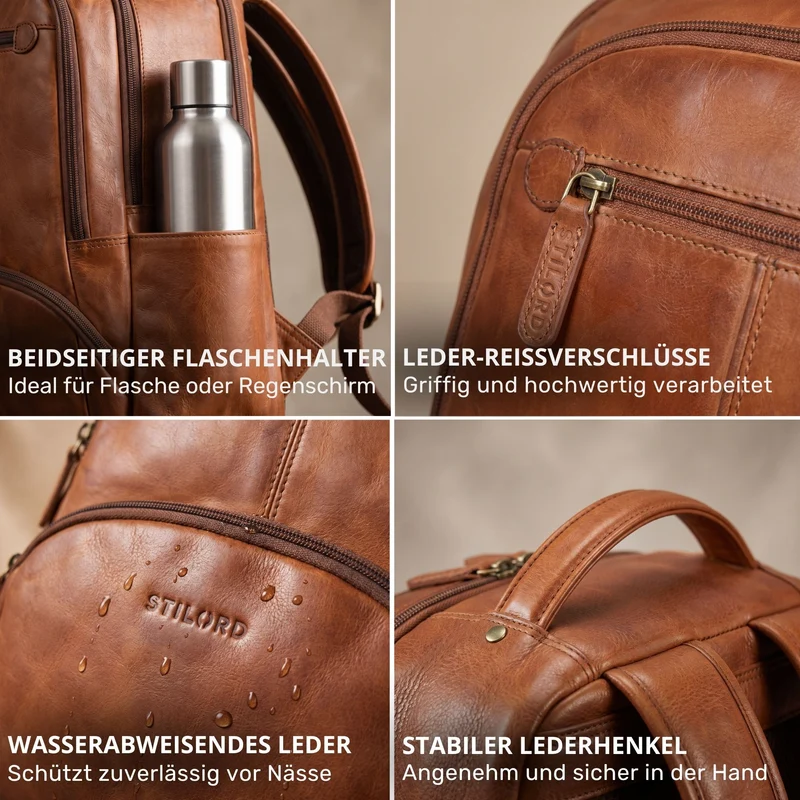 "Aljoscha" Leder Rucksack Herren Groß 15,6 - 17,3 Zoll mit Tabletfach