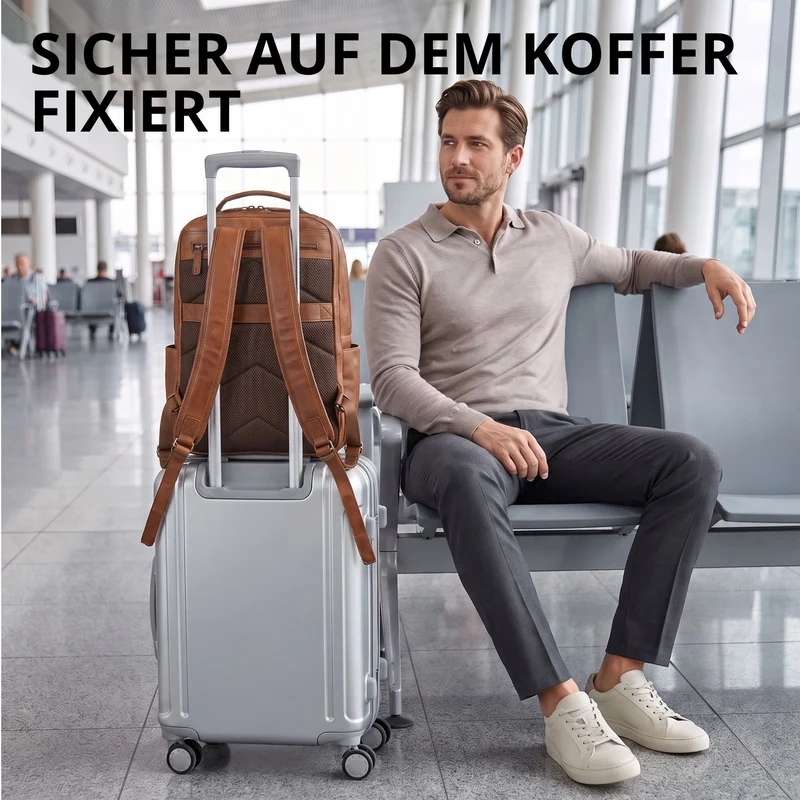 "Aljoscha" Leder Rucksack Herren Groß 15,6 - 17,3 Zoll mit Tabletfach