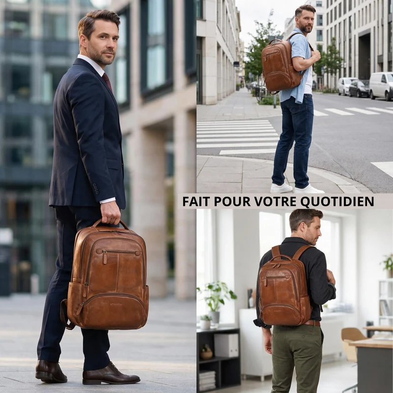 "Aljoscha" Leder Rucksack Herren Groß 15,6 - 17,3 Zoll mit Tabletfach