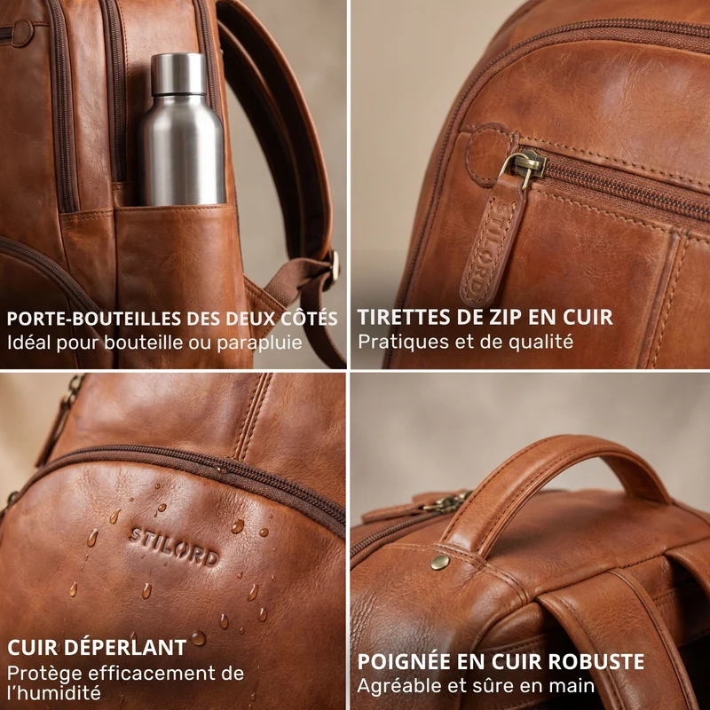 "Aljoscha" Leder Rucksack Herren Groß 15,6 - 17,3 Zoll mit Tabletfach