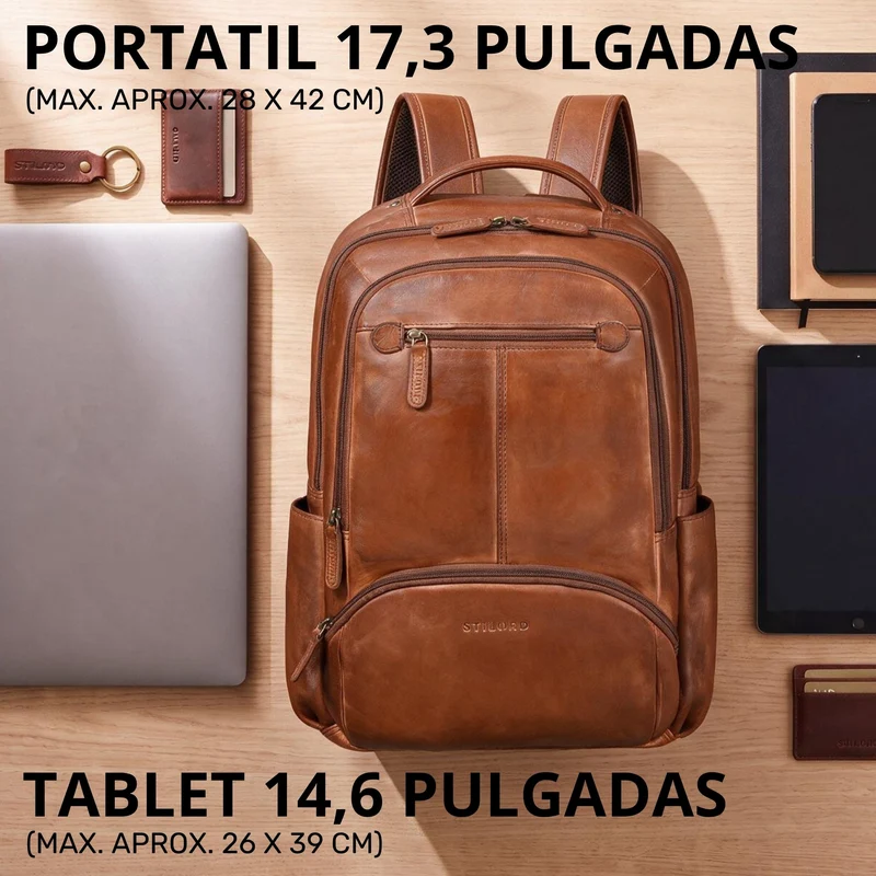 "Aljoscha" Leder Rucksack Herren Groß 15,6 - 17,3 Zoll mit Tabletfach