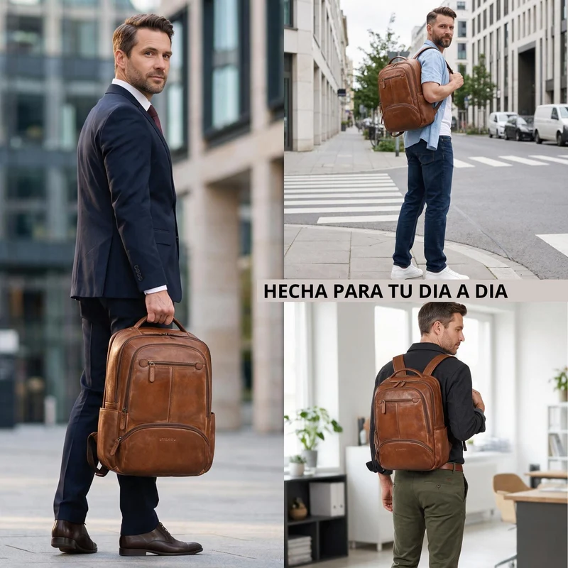 "Aljoscha" Leder Rucksack Herren Groß 15,6 - 17,3 Zoll mit Tabletfach