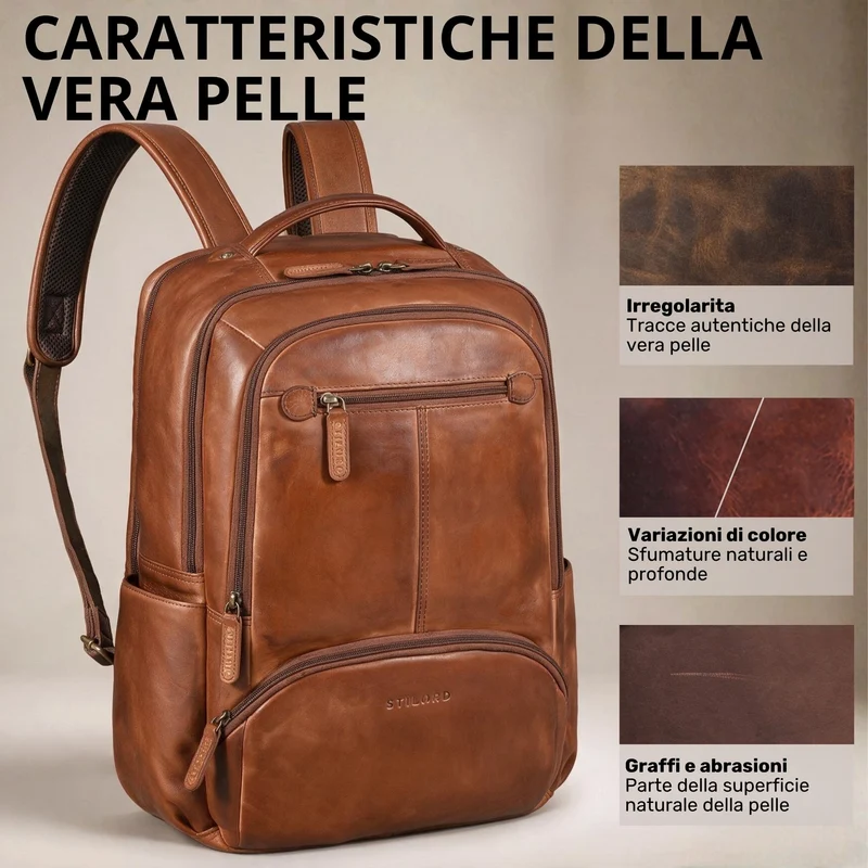 "Aljoscha" Leder Rucksack Herren Groß 15,6 - 17,3 Zoll mit Tabletfach