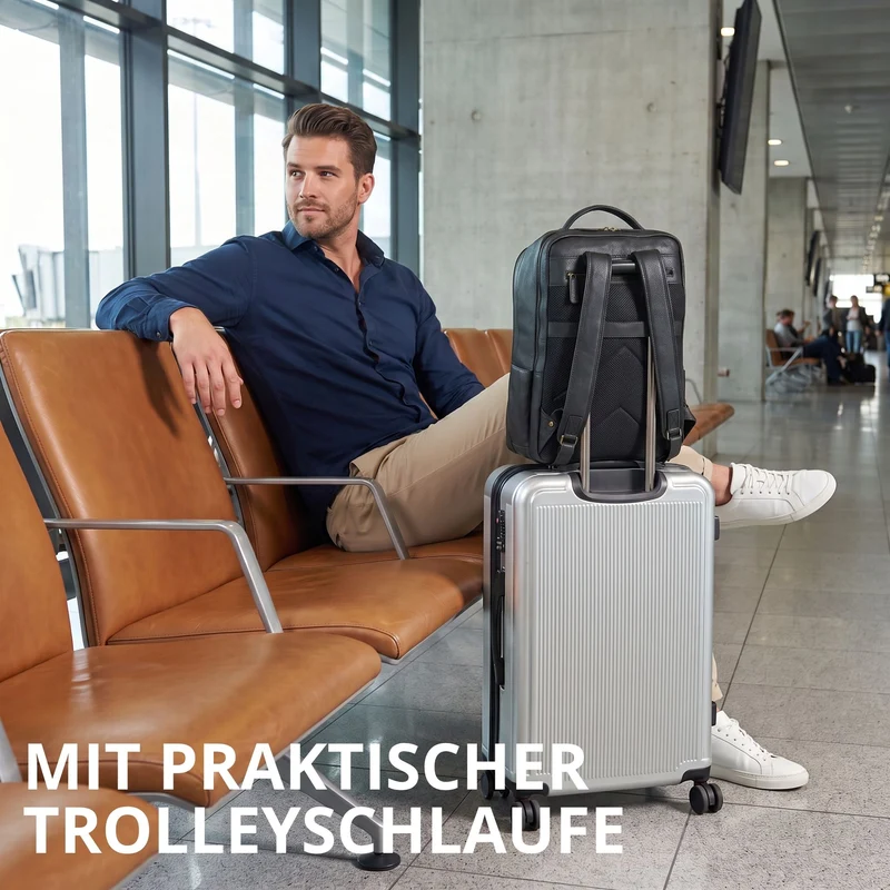 "Laurenz" Rucksack Herren Leder XL 15,6-17,3 Zoll mit Tabletfach