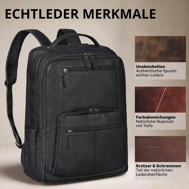 "Laurenz" Rucksack Herren Leder XL 15,6-17,3 Zoll mit Tabletfach