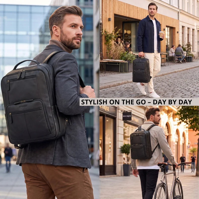 "Laurenz" Rucksack Herren Leder XL 15,6-17,3 Zoll mit Tabletfach