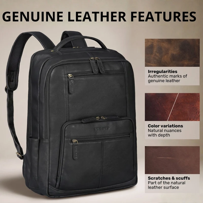 "Laurenz" Rucksack Herren Leder XL 15,6-17,3 Zoll mit Tabletfach