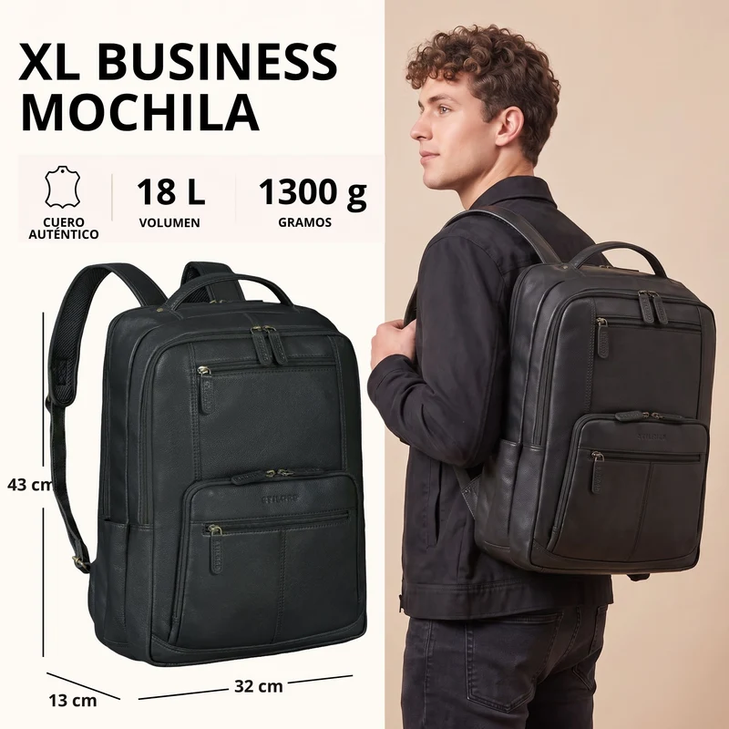 "Laurenz" Rucksack Herren Leder XL 15,6-17,3 Zoll mit Tabletfach