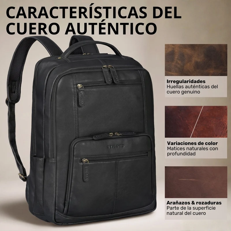 "Laurenz" Rucksack Herren Leder XL 15,6-17,3 Zoll mit Tabletfach