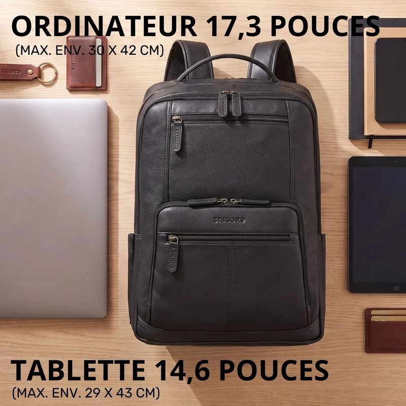 "Laurenz" Rucksack Herren Leder XL 15,6-17,3 Zoll mit Tabletfach
