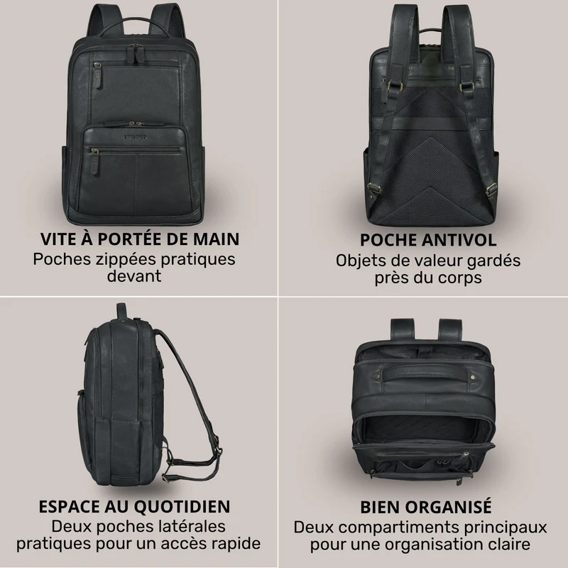 "Laurenz" Rucksack Herren Leder XL 15,6-17,3 Zoll mit Tabletfach