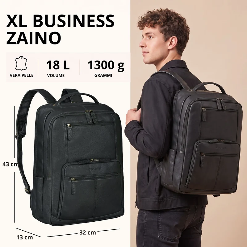"Laurenz" Rucksack Herren Leder XL 15,6-17,3 Zoll mit Tabletfach