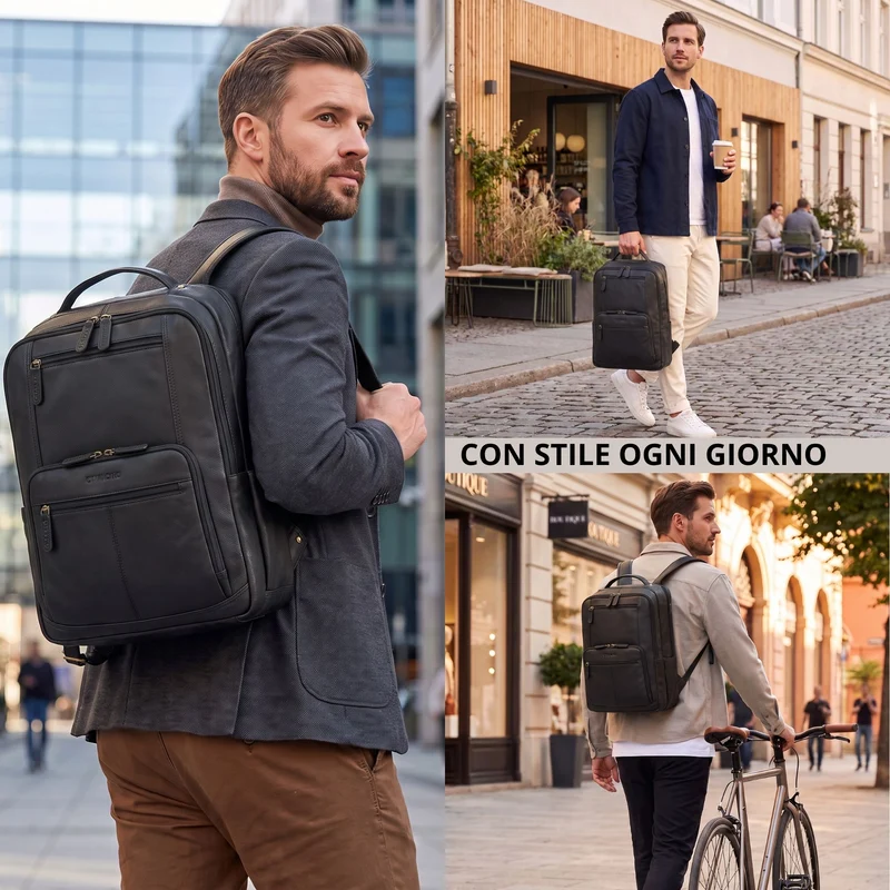 "Laurenz" Rucksack Herren Leder XL 15,6-17,3 Zoll mit Tabletfach