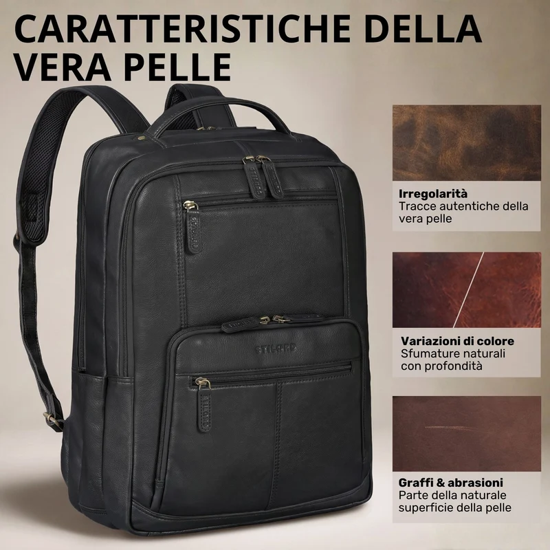 "Laurenz" Rucksack Herren Leder XL 15,6-17,3 Zoll mit Tabletfach