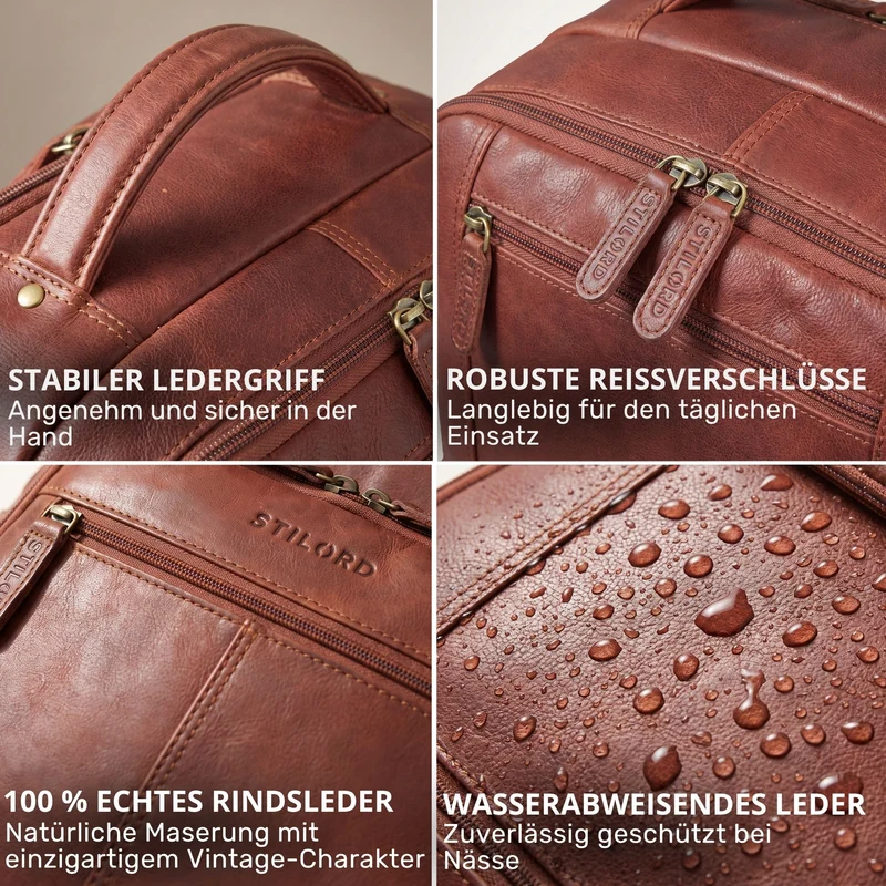 "Laurenz" Rucksack Herren Leder XL 15,6-17,3 Zoll mit Tabletfach