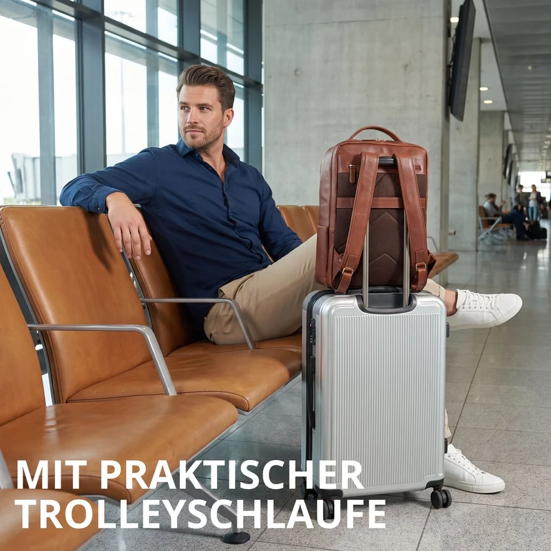 "Laurenz" Rucksack Herren Leder XL 15,6-17,3 Zoll mit Tabletfach