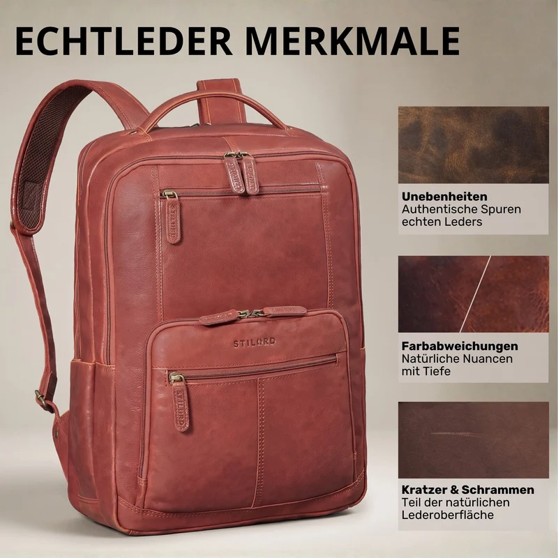 "Laurenz" Rucksack Herren Leder XL 15,6-17,3 Zoll mit Tabletfach