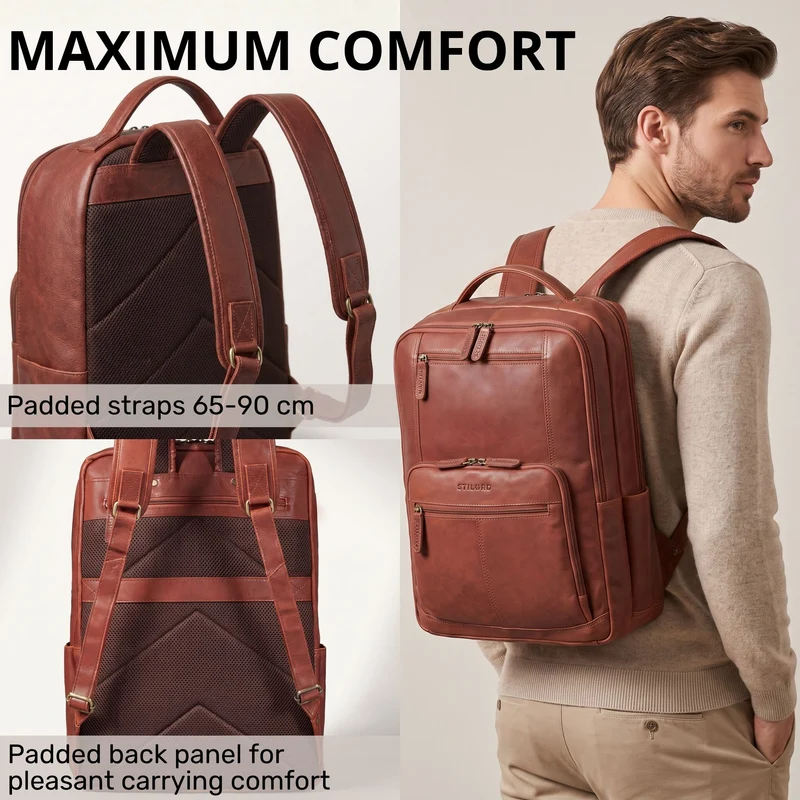 "Laurenz" Rucksack Herren Leder XL 15,6-17,3 Zoll mit Tabletfach