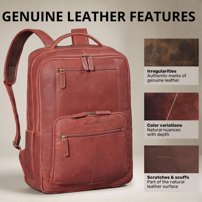 "Laurenz" Rucksack Herren Leder XL 15,6-17,3 Zoll mit Tabletfach