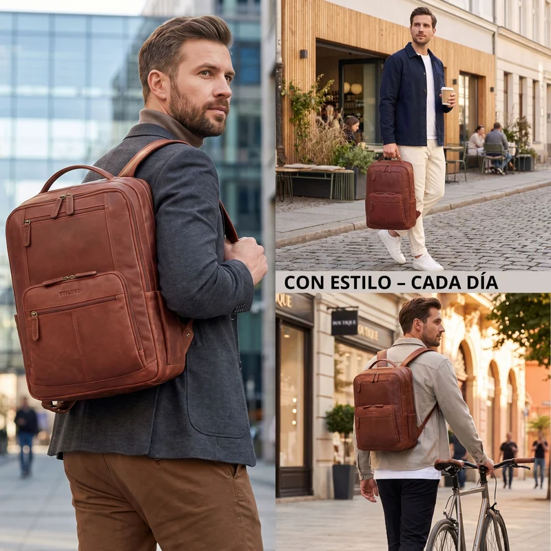 "Laurenz" Rucksack Herren Leder XL 15,6-17,3 Zoll mit Tabletfach
