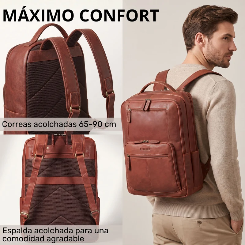 "Laurenz" Rucksack Herren Leder XL 15,6-17,3 Zoll mit Tabletfach