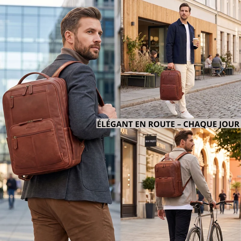 "Laurenz" Rucksack Herren Leder XL 15,6-17,3 Zoll mit Tabletfach