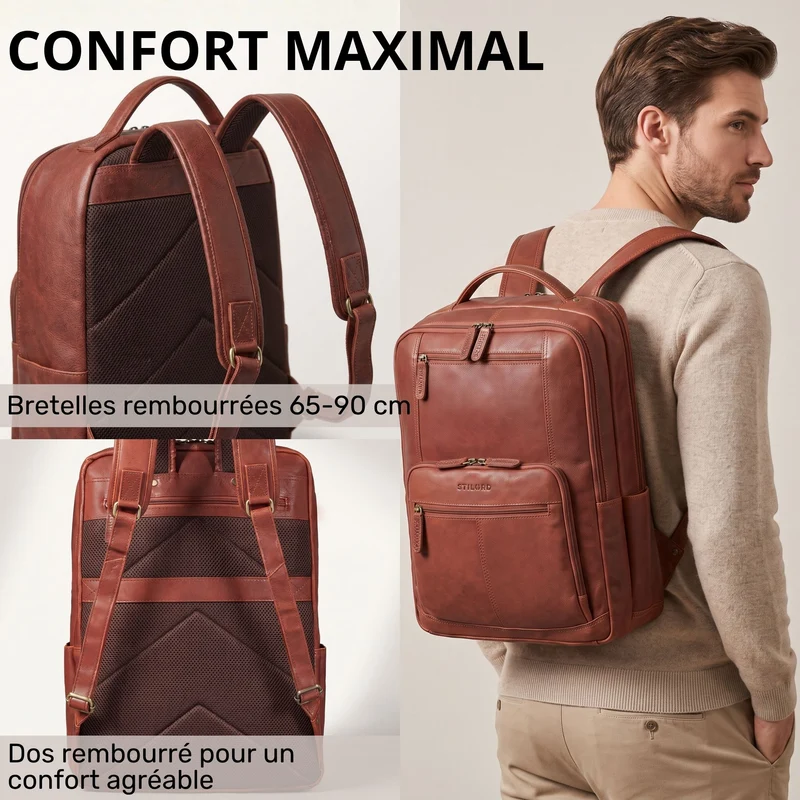 "Laurenz" Rucksack Herren Leder XL 15,6-17,3 Zoll mit Tabletfach