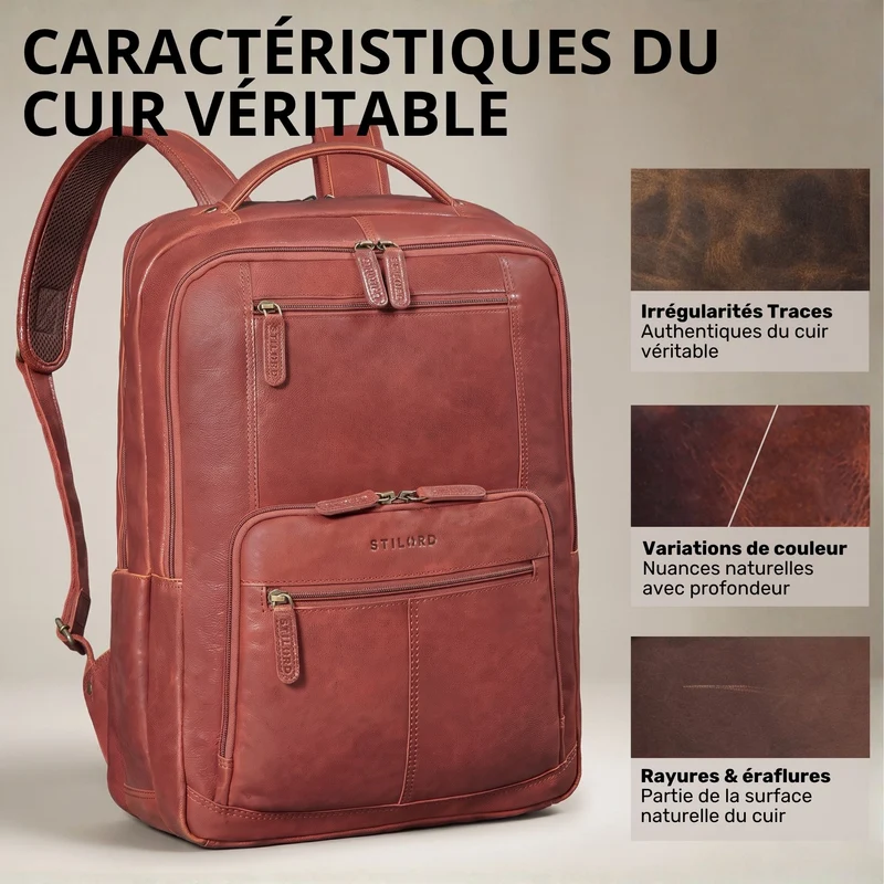 "Laurenz" Rucksack Herren Leder XL 15,6-17,3 Zoll mit Tabletfach