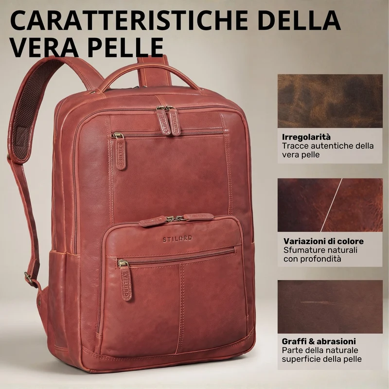 "Laurenz" Rucksack Herren Leder XL 15,6-17,3 Zoll mit Tabletfach