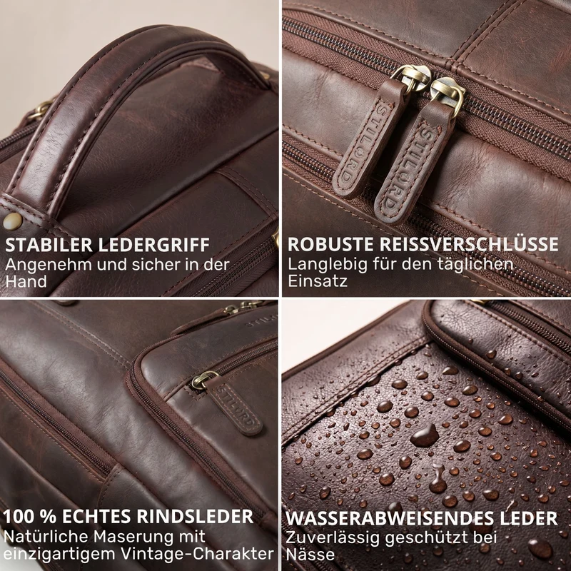 "Laurenz" Rucksack Herren Leder XL 15,6-17,3 Zoll mit Tabletfach