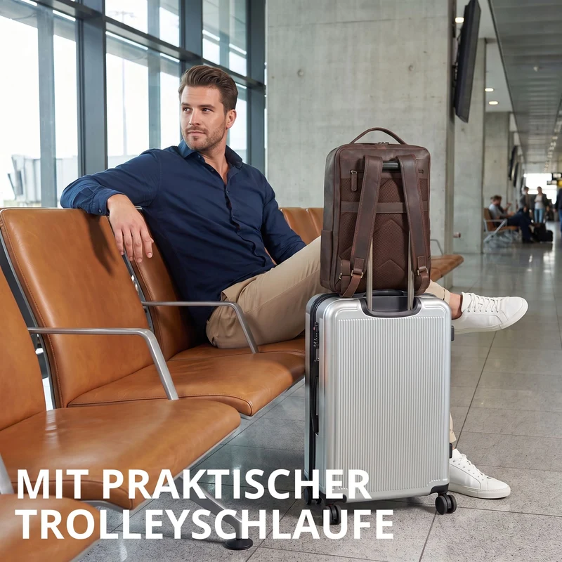 "Laurenz" Rucksack Herren Leder XL 15,6-17,3 Zoll mit Tabletfach