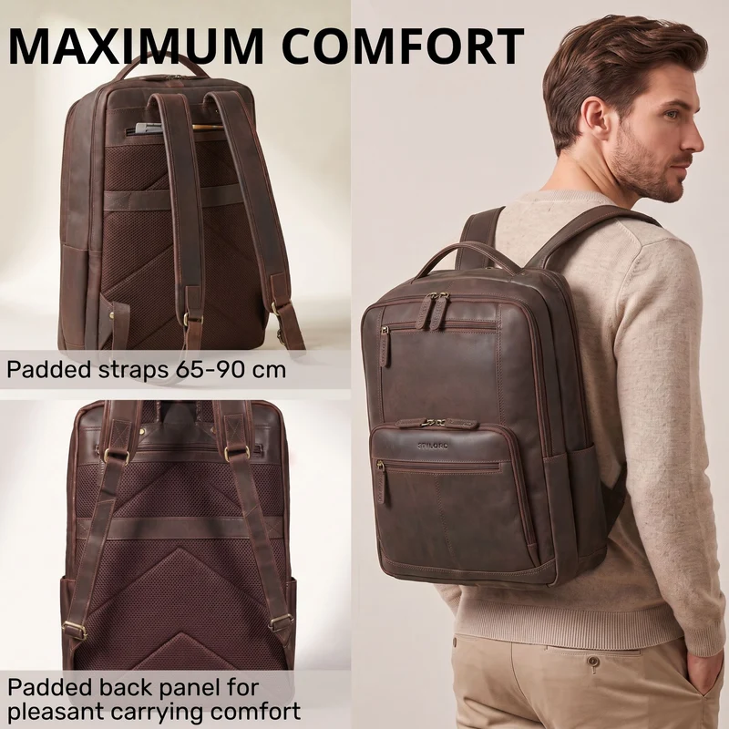 "Laurenz" Rucksack Herren Leder XL 15,6-17,3 Zoll mit Tabletfach
