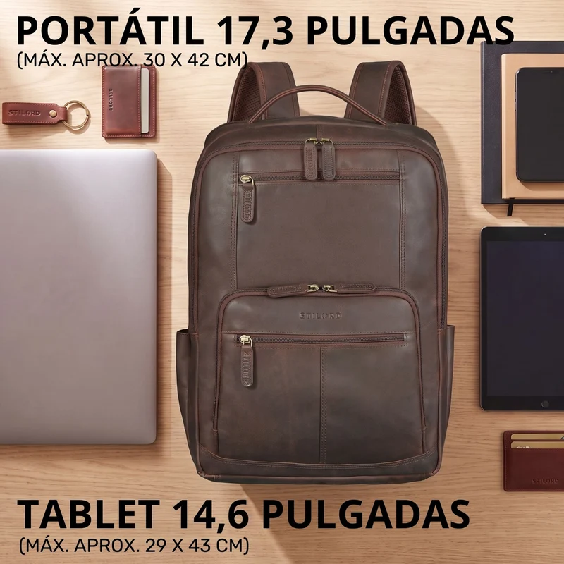 "Laurenz" Rucksack Herren Leder XL 15,6-17,3 Zoll mit Tabletfach