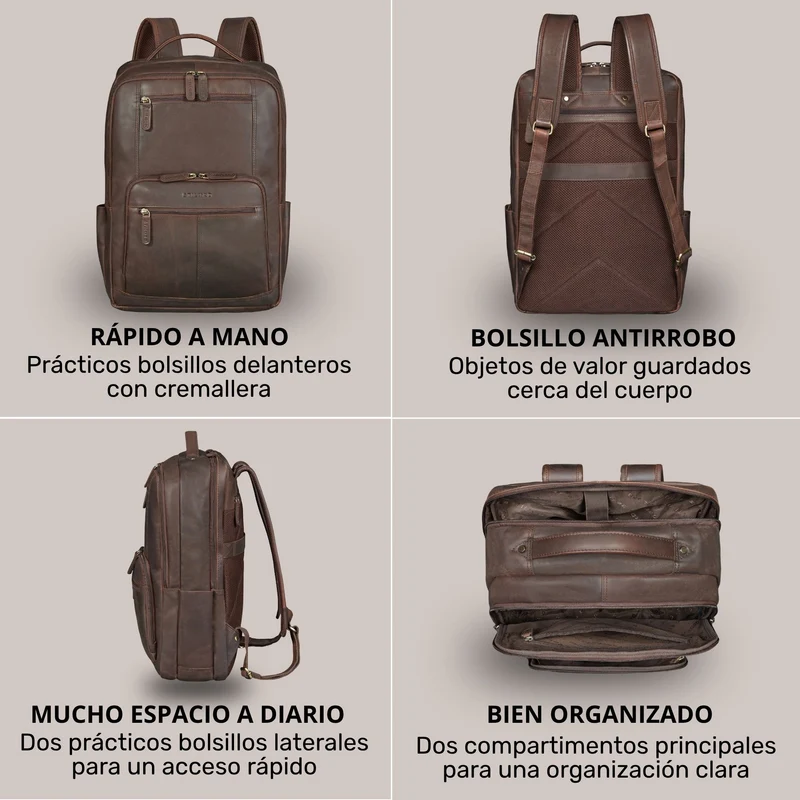 "Laurenz" Rucksack Herren Leder XL 15,6-17,3 Zoll mit Tabletfach