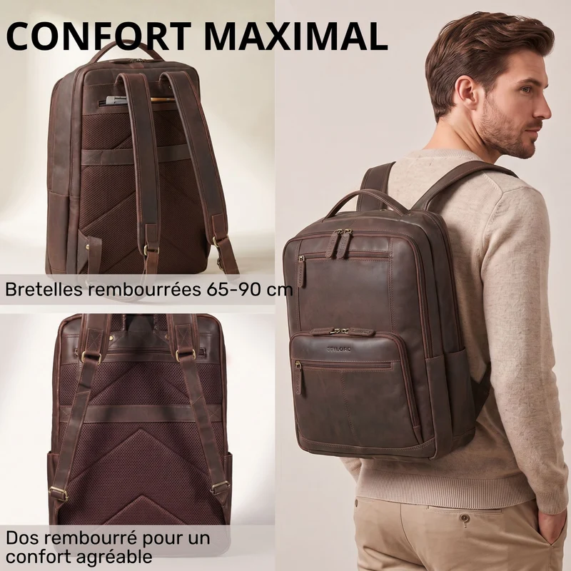 "Laurenz" Rucksack Herren Leder XL 15,6-17,3 Zoll mit Tabletfach