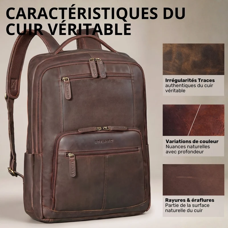 "Laurenz" Rucksack Herren Leder XL 15,6-17,3 Zoll mit Tabletfach