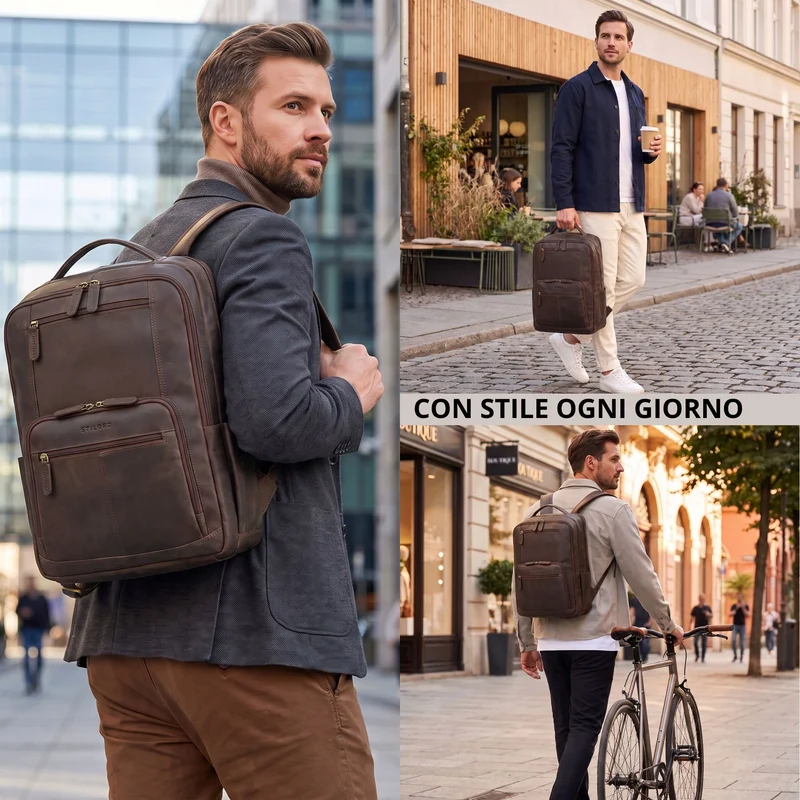 "Laurenz" Rucksack Herren Leder XL 15,6-17,3 Zoll mit Tabletfach