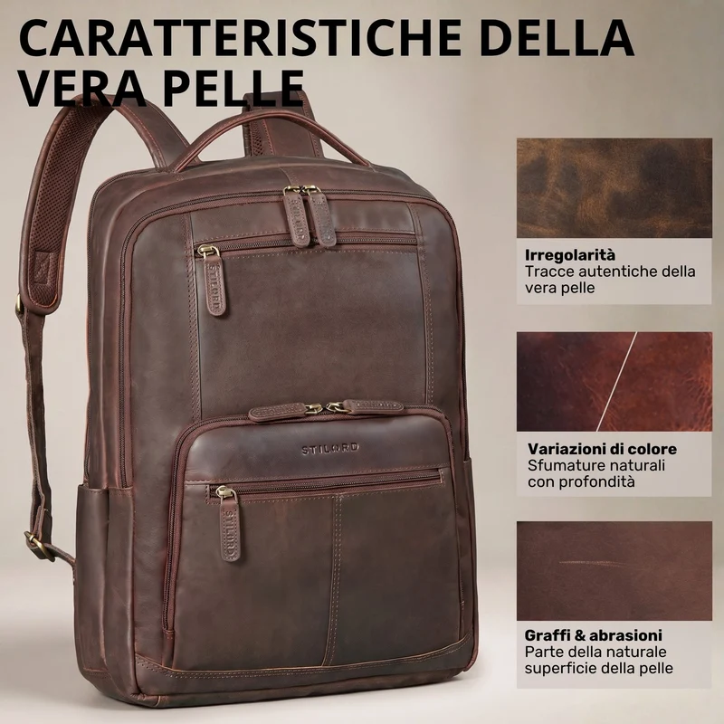 "Laurenz" Rucksack Herren Leder XL 15,6-17,3 Zoll mit Tabletfach