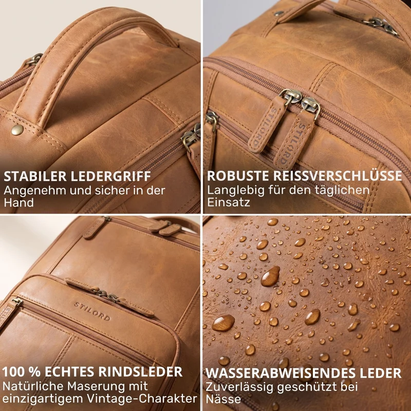 "Laurenz" Rucksack Herren Leder XL 15,6-17,3 Zoll mit Tabletfach