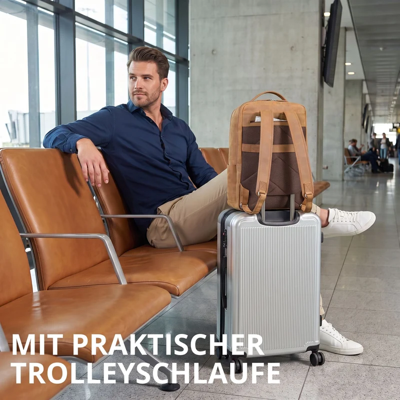 "Laurenz" Rucksack Herren Leder XL 15,6-17,3 Zoll mit Tabletfach