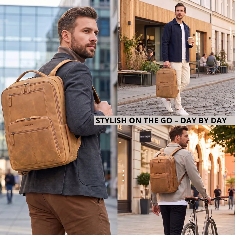 "Laurenz" Rucksack Herren Leder XL 15,6-17,3 Zoll mit Tabletfach