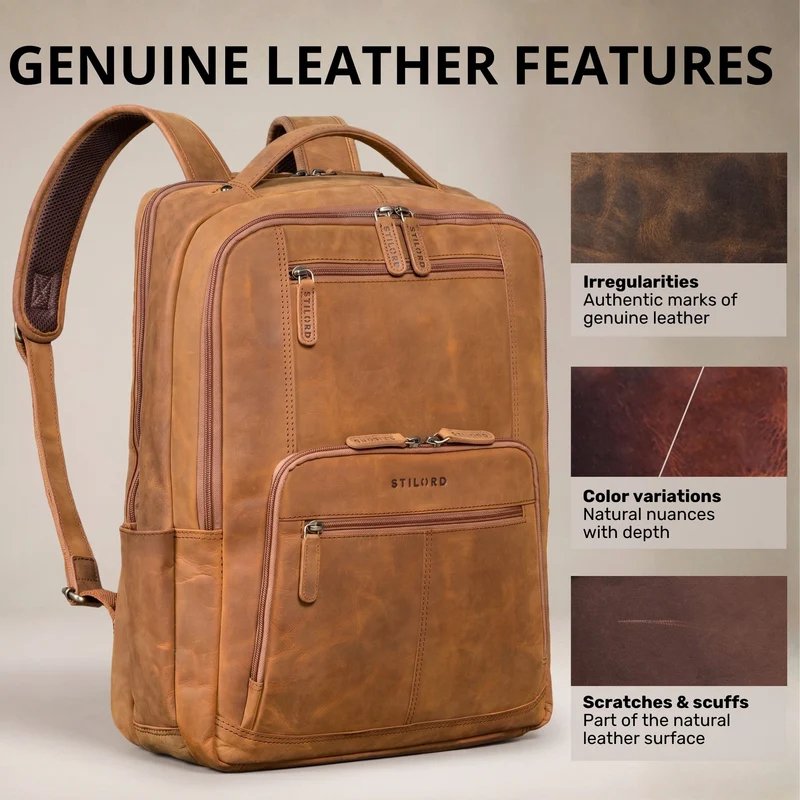 "Laurenz" Rucksack Herren Leder XL 15,6-17,3 Zoll mit Tabletfach