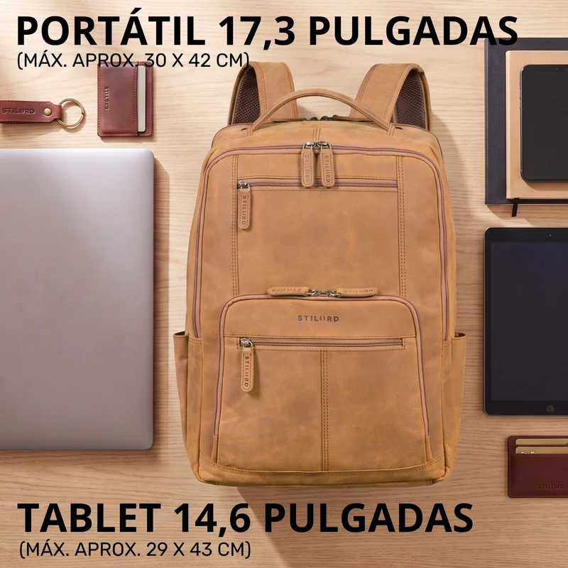 "Laurenz" Rucksack Herren Leder XL 15,6-17,3 Zoll mit Tabletfach